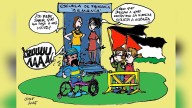 Las protestas a favor de Palestina durante La Vuelta, en la viñeta gráfica de Alfredo Boto