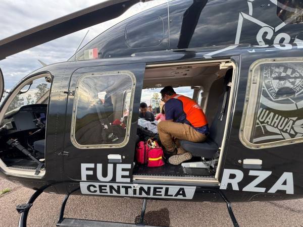 Trasladan de emergencia por aire a paciente con problema cardíaco