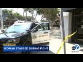 Woman stabbed during fight involving large group of people, deputies say