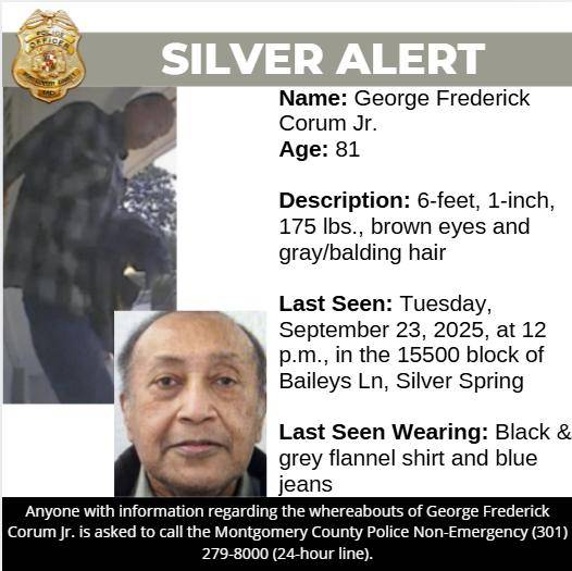 Silver Alert issued after elderly man disappears from Baileys Lane in Maryland