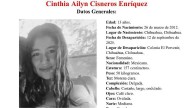 Desapareció jovencita Cinthia Cisneros en El Povernir