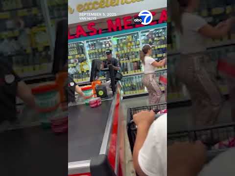 Chiquis Rivera buys groceries for customers at Van Nuys supermarket