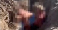 Terrifying moment kids get trapped in sinkhole as parents race to dig them out