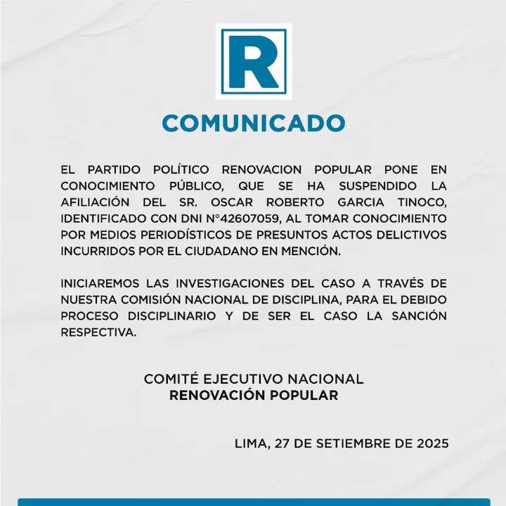 Partido de López Aliaga suspende a presunto financista de “El Monstruo”