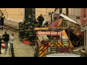 Rescue scene in Portugal after streetcar derails, killing 17