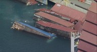 More than 60 containers fall off ship in Long Beach port