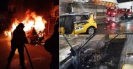 Incendio afectó en su totalidad a un taxi en Armenia, conductor salió ileso