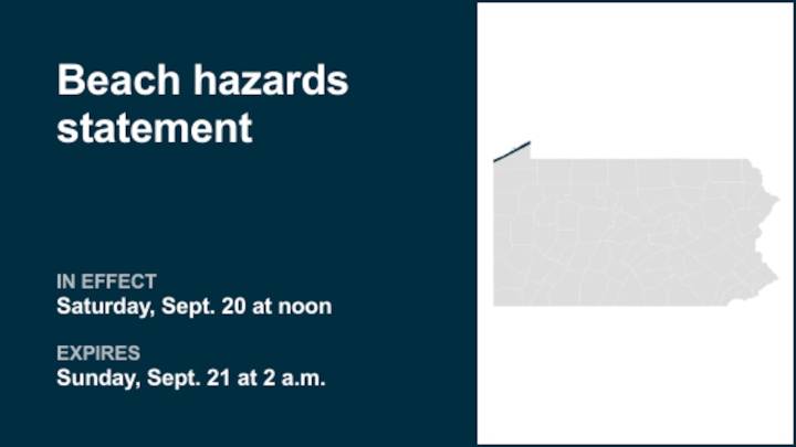 Beach hazards statement for Northern Erie until 2 a.m. Sunday