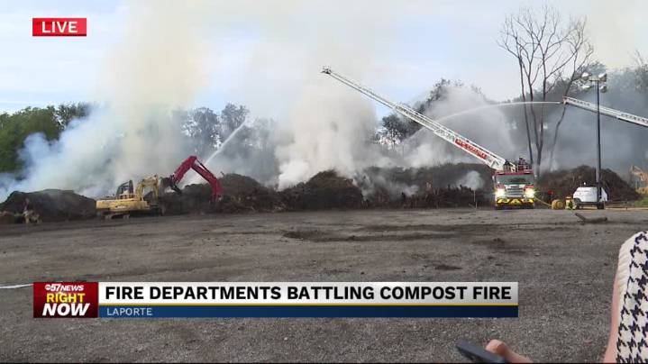 La Porte fire fighters battle smokey compost fire for 3rd day