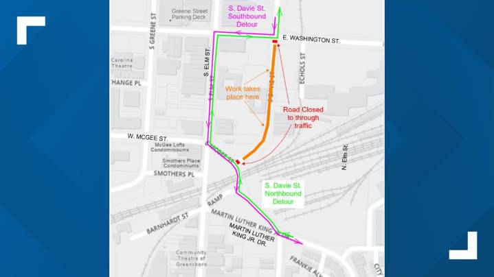 South Davie Street in Greensboro to close weekdays for streetscape project, city says