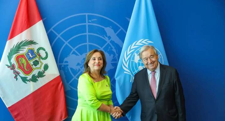 Dina Boluarte se reúne con António Guterres en la ONU