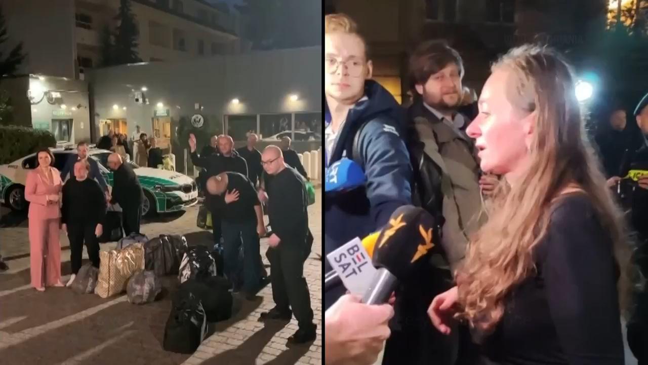 First of political prisoners released by Belarus walk out of the US Embassy in Vilnius