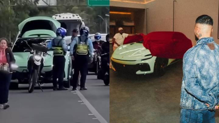 Maluma estrenó su Ferrari único en el mundo y un día después fue detenido por el tránsito de Medellín
