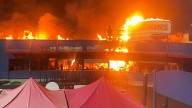 Blazing inferno destroys historic 67-year-old baseball park as fire rips through stands in devastating scenes