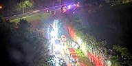 All lanes closed as car goes off road on I