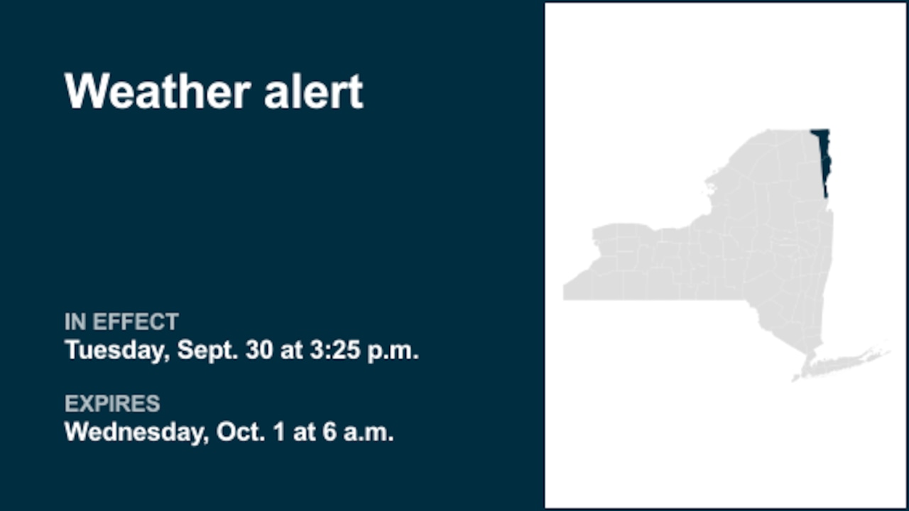 NY weather: Weather alert issued for Clinton and Essex counties until Wednesday morning