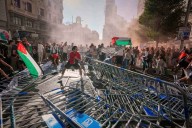 Authorities say over 100,000 at pro-Palestinian protests which forced early end to Spanish Vuelta
