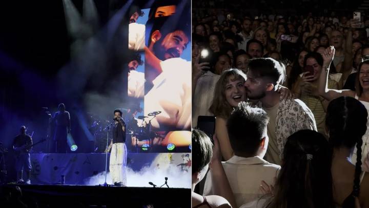 Unos fans de Camilo se comprometen en un concierto del artista mientras suena la canción 'La boda'