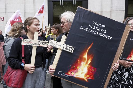 Women’s rights activists rally in Belgium fearing US plans for birth control supplies