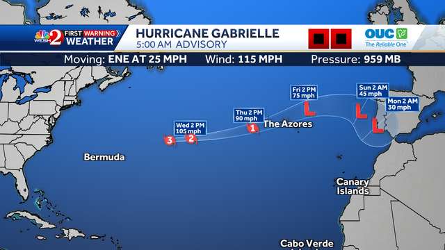 Tracking Hurricane Gabrielle: Maps, path, spaghetti models