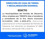 Edicto: Dirección de Casa de Tierras y Regularización dominial