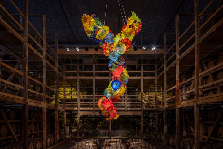 Exposición de Chihuly en la extensa destilería de bourbon en Kentucky