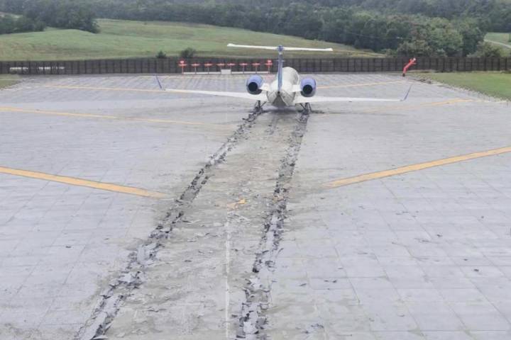 A plane had to be stopped by a safety zone at the end of the runway at a Virginia airport
