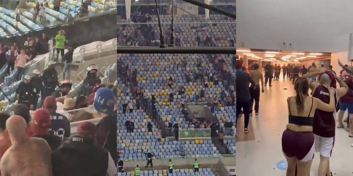 Los videos de los graves incidentes entre la policía de Brasil y los hinchas de Lanús en Río de Janeiro