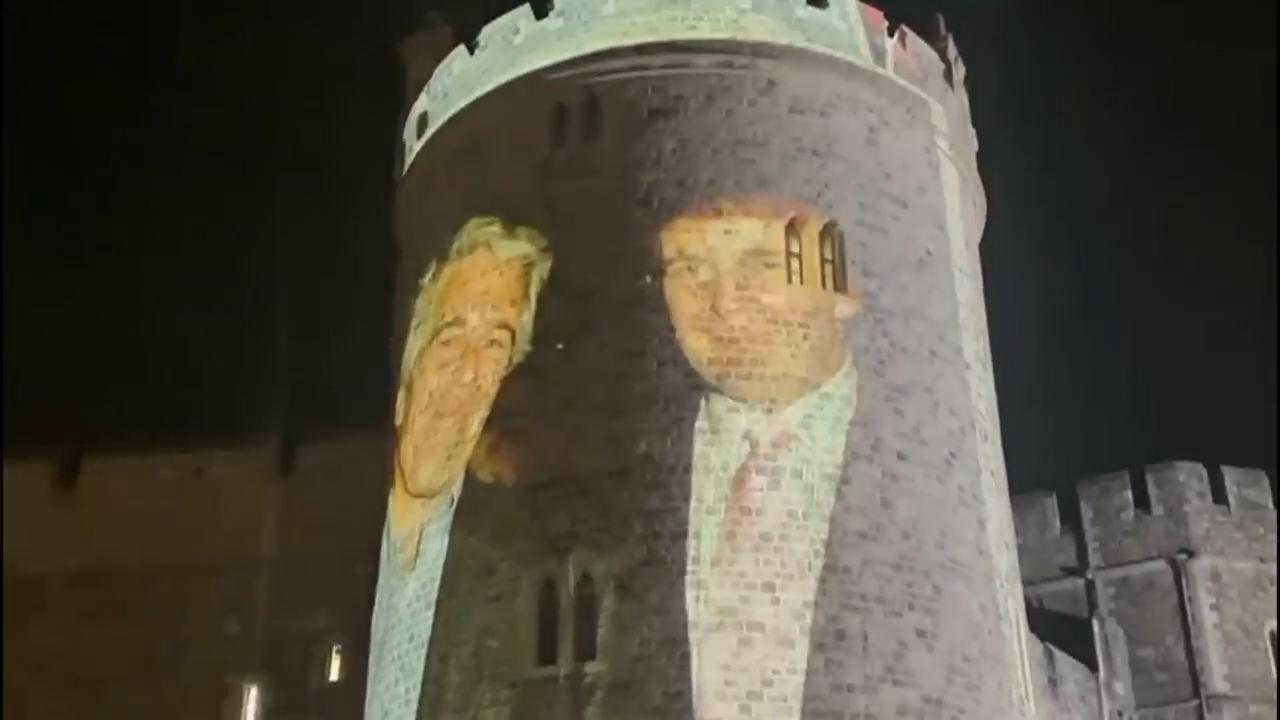 Images of Trump and Epstein projected on Windsor Castle as US president visits UK