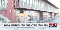 Two-alarm fire at building set for demolition