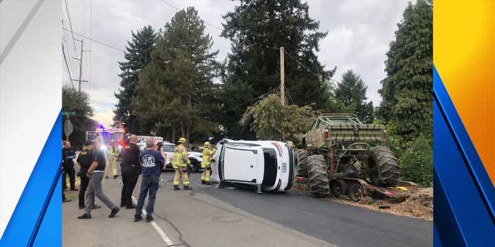 Driver accused of crashing into parked monster truck in Aloha charged with DUII