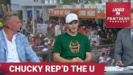 WORLD'S COLLIDING: Matthew Tkachuk represented the Panthers well on College Game Day!