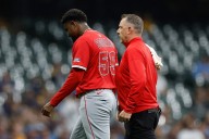Angels’ Jose Soriano exits after being hit by line drive in loss to Brewers