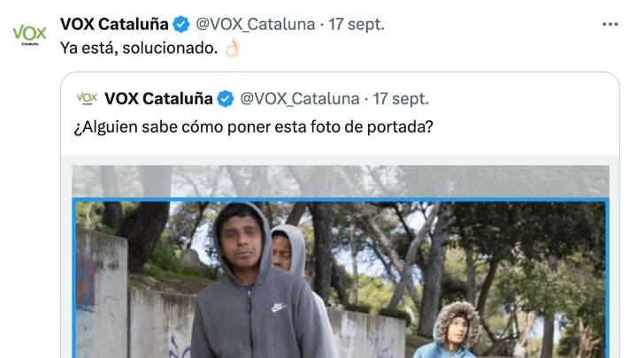 Vox alimenta su discurso contra el inmigrante escudándose en una tendencia en redes sociales: "¿Alguien sabe cómo poner esta foto de portada?"
