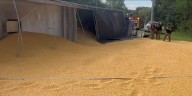 Grain truck overturns at Nebraska City