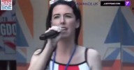 'Poundshop Lily Allen' praises Putin and slams Starmer in 'cringe' performance at London march
