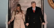 Donald Trump's bruised hand hidden by Melania as they land in UK for state visit