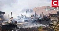 Huancayo: Incendio en depósito de reciclaje puso en riesgo viviendas en Auquimarca