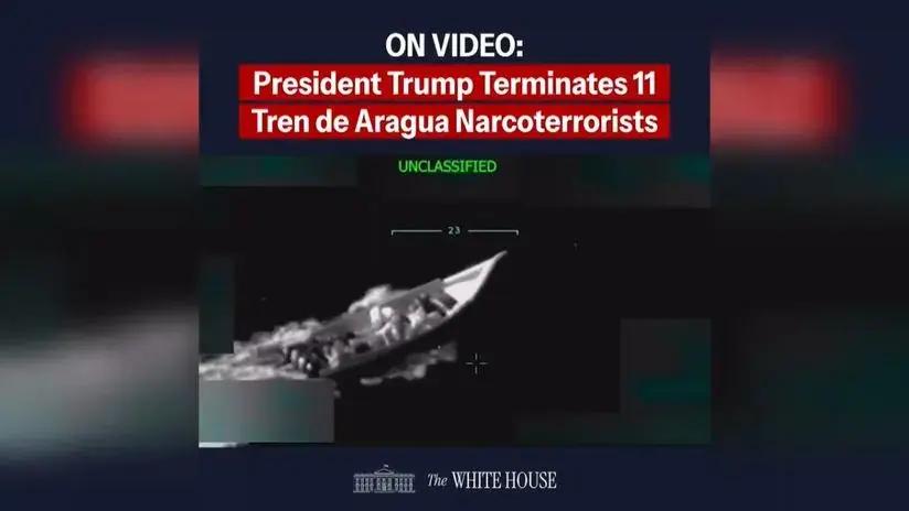 Trum publica video y dice que 11 "terroristas" del Tren de Aragua fueron eliminados en ataque a barco