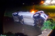 Accidente en la ruta 18: un auto volcó en Paraná durante la tormenta