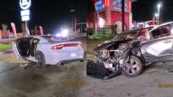 Dodge Charger bursts into flames after high-speed race causes wreck