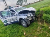 Patrulla de Españita sufre choque en Nanacamilpa; es el segundo accidente que involucra a la corporación en menos de 72 horas
