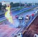 PIPA EXPLOTÓ TRAS SUFRIR VOLCADURA EN LA CARRETERA MÉXICO