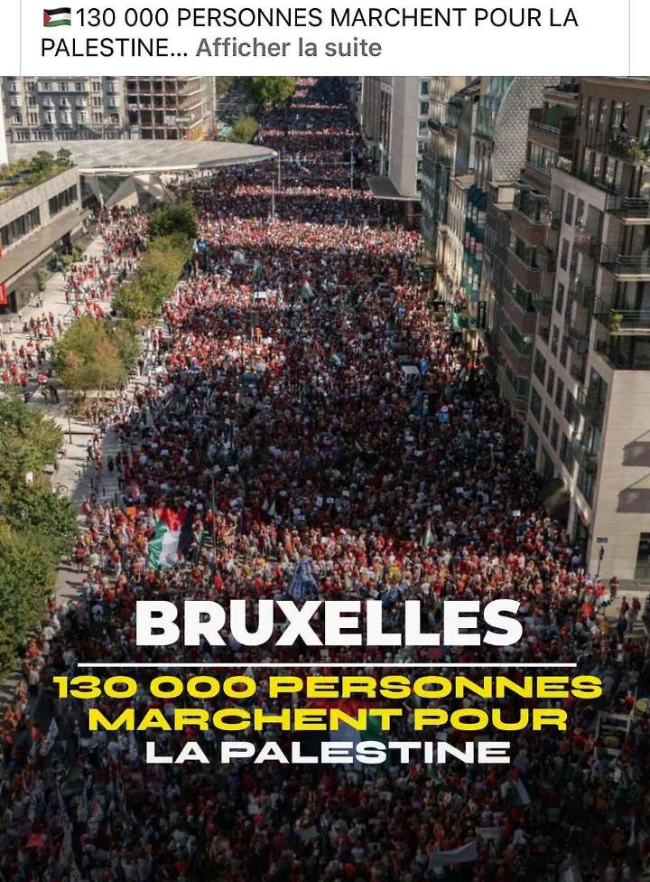 Belgica: miles de manifestantes trazan en Bruselas la Línea Roja para Gaza