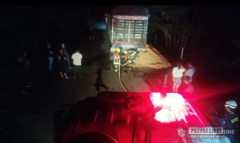 Tractocamión se incendió en San Luis de Palenque