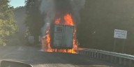 Tractor trailer fire doused on I