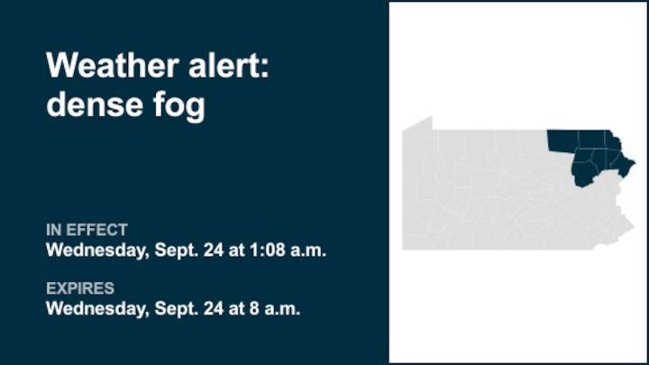 Expect dense fog in Northeast Pa. until Wednesday morning