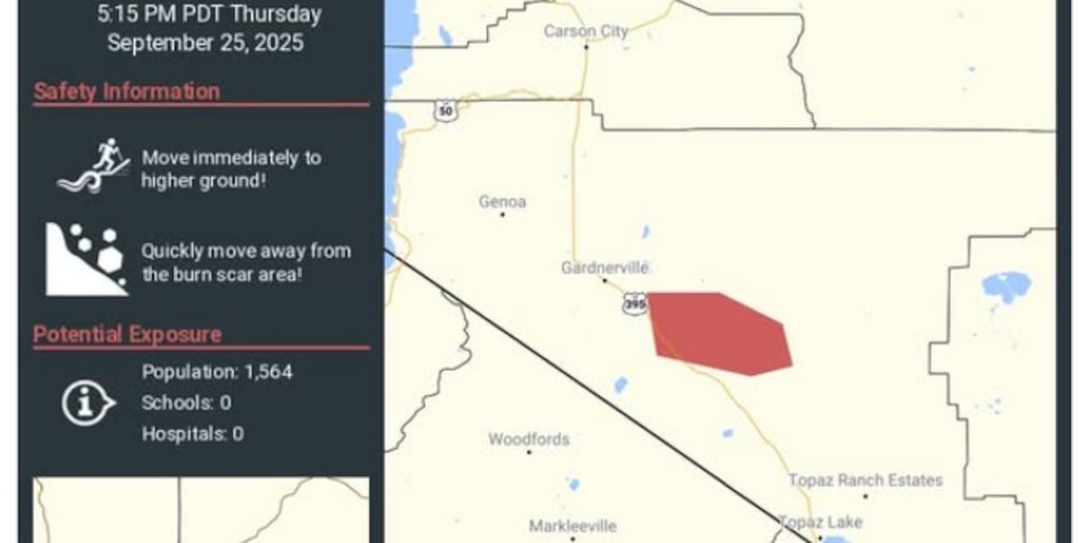 Flash flooding hits southeast of Gardnerville