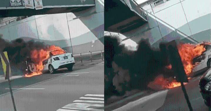 Vehículo se incendia en la avenida Aramburú y causa gran congestión en San Isidro y Surquillo