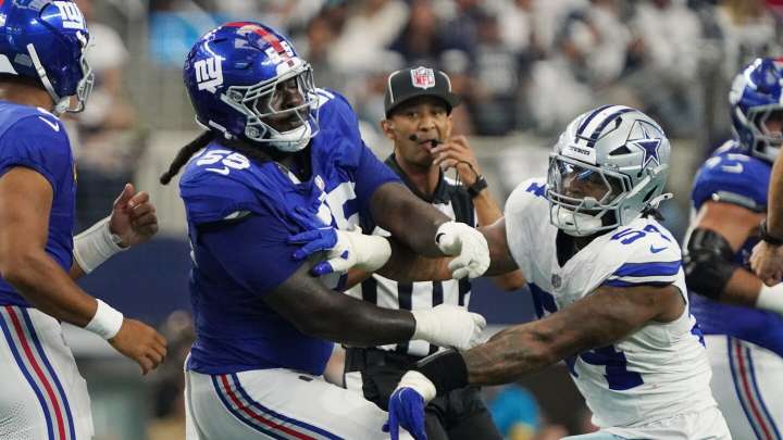 Giants bench LT James Hudson after four penalties on opening drive